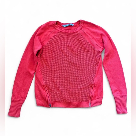 Athleta Women’s Orange Crew Neck Sweater with Front Zippers | Size Small - Picture 1 of 8